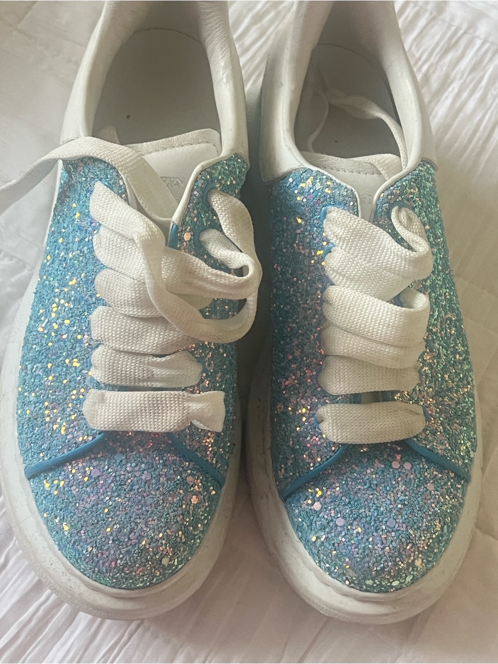 Alexander McQueen Kids Glitter Sneakers in Blue and White size 1 US. For both.